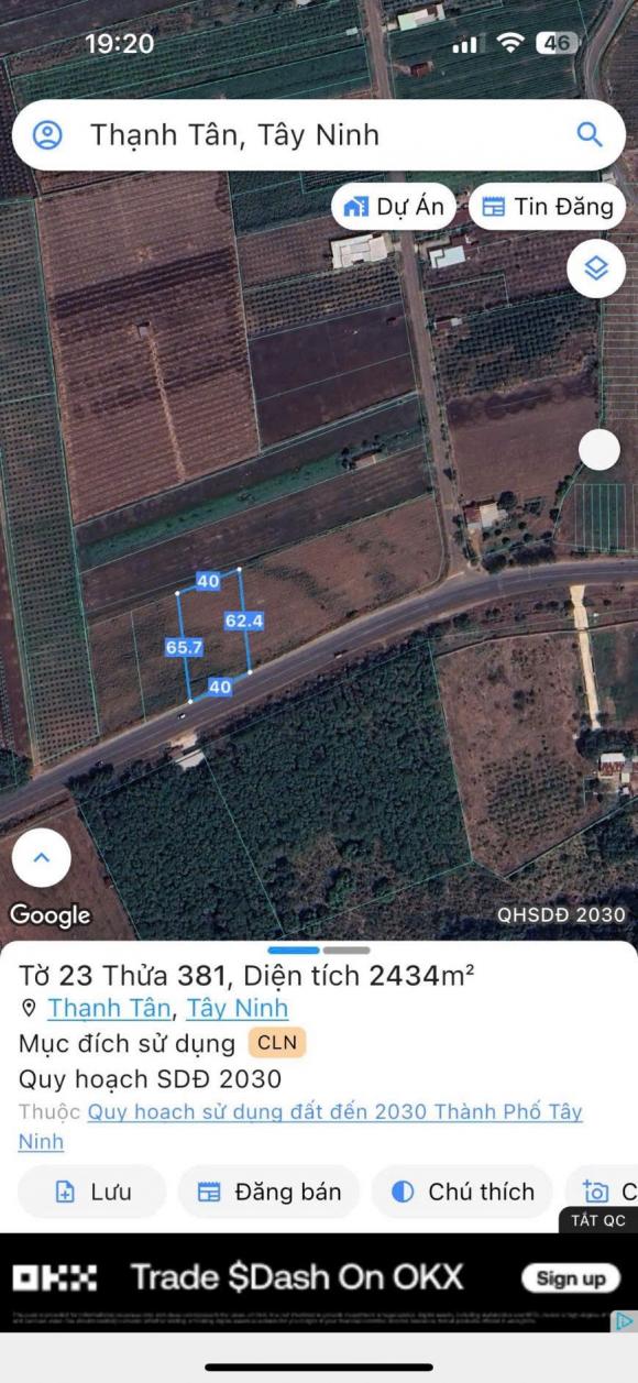 CHÍNH CHỦ BÁN ĐẤT MẶT TIỀN ĐƯỜNG NHỰA TRẦN PHÚ – TP TÂY NINH